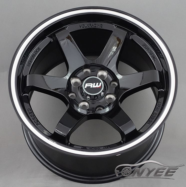 картинка Новые диски Rays TE37 R15 4X100/4X114,3 ET20 J8,25 черные глянцевые + серебристая оконтовка магазин  StreetTuning 