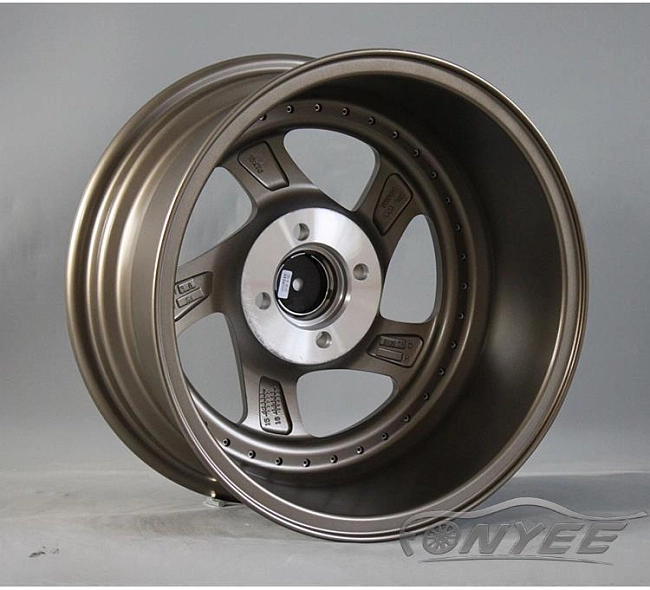 картинка Новые диски Rotiform TMB Flat R15 4х100 ET30 J7 бронза + золотистые болтики магазин  StreetTuning 
