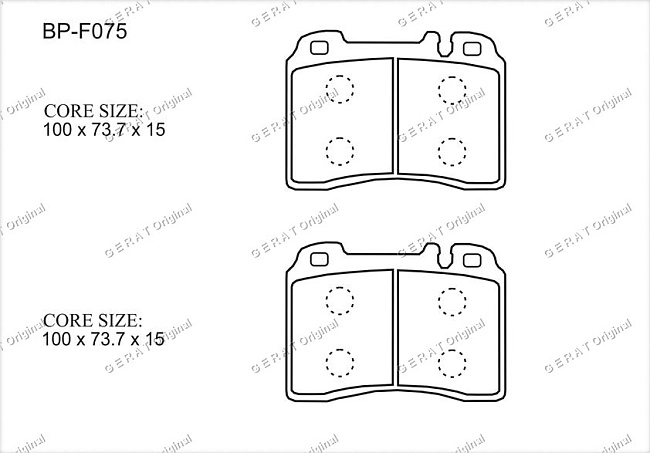 картинка Передние тормозные колодки Gerat BP-F075 (Mercedes-Benz C-Класс, E-Класс, SL-Класс) магазин  StreetTuning 
