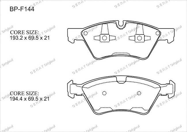 картинка Передние тормозные колодки Gerat BP-F144 (Mercedes-Benz E-Класс, GL-Класс, M-Класс, R-Класс) магазин  StreetTuning 