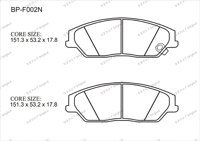 картинка Передние тормозные колодки Gerat BP-F002N (Toyota Aurion, Avalon, Camry) магазин  StreetTuning 