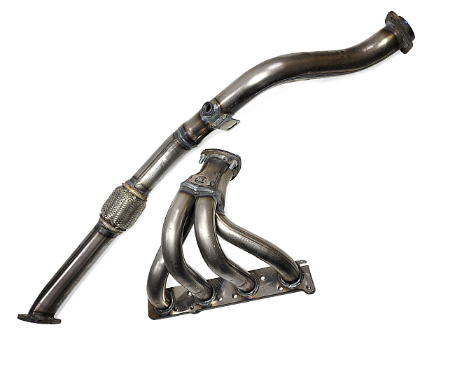 картинка Паук ВАЗ 2101-07 4-1 под рейку 16V с гофрой, короткий - DK PRO магазин  StreetTuning 