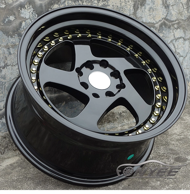 картинка Новые диски Rotiform TMB Flat R18 5х100/114,3 ET30 J8,5 черный глянец + золотые болтики магазин  StreetTuning 