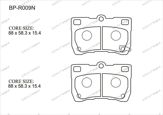 картинка Задние тормозные колодки Gerat BP-R009N (Lexus GS300, GS350, GS430, GS450h, GS460, IS200, IS250, IS350/ 
Toyota Crown, Mark X) магазин  StreetTuning 