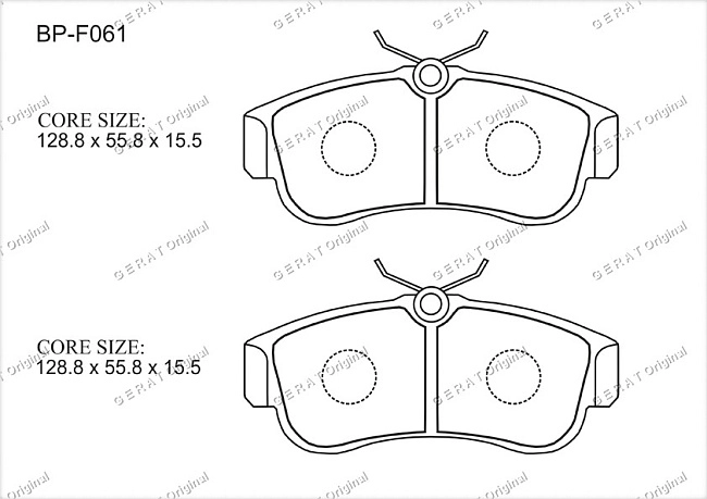 картинка Передние тормозные колодки Gerat BP-F061 (Nissan Almera, Primera) магазин  StreetTuning 