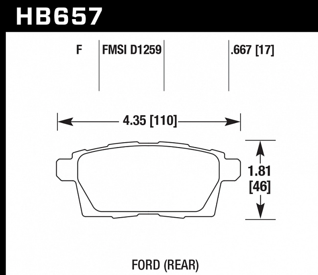 картинка Колодки тормозные HB657F.667 HAWK HPS Mazda CX-7, CX-9 задние магазин  StreetTuning 