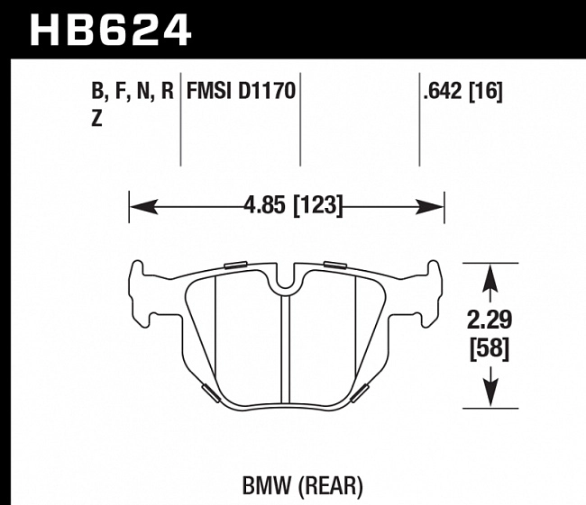 картинка Колодки тормозные HB624B.642 HAWK Street 5.0 задние  BMW E90 / E92 335i магазин  StreetTuning 