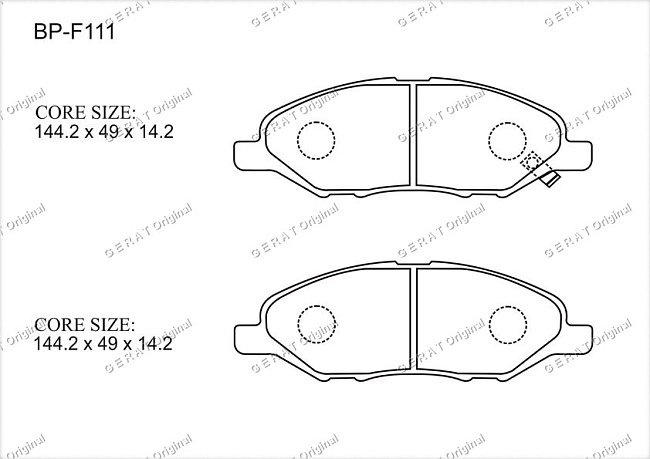 картинка Передние тормозные колодки Gerat BP-F111 (Nissan March, Micra, Note, 
Tiida, Versa) магазин  StreetTuning 