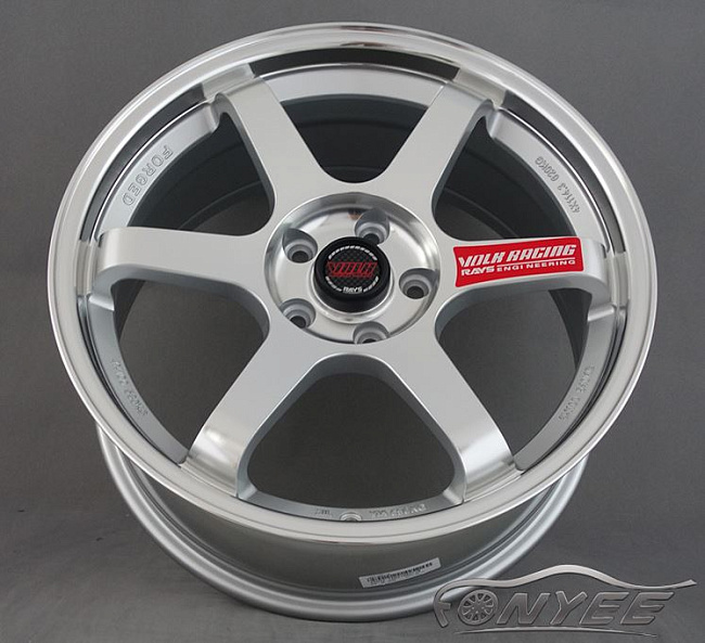 картинка Новые диски Rays TE37 R18 5X112 ET40 J8 серебро полированное + полированная полка магазин  StreetTuning 