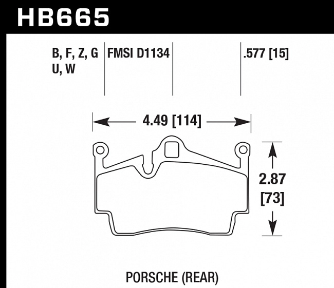 картинка Колодки тормозные HB665B.577 HAWK HPS 5.0; 15mm Porsche задн. Cayman, Boxster, магазин  StreetTuning 
