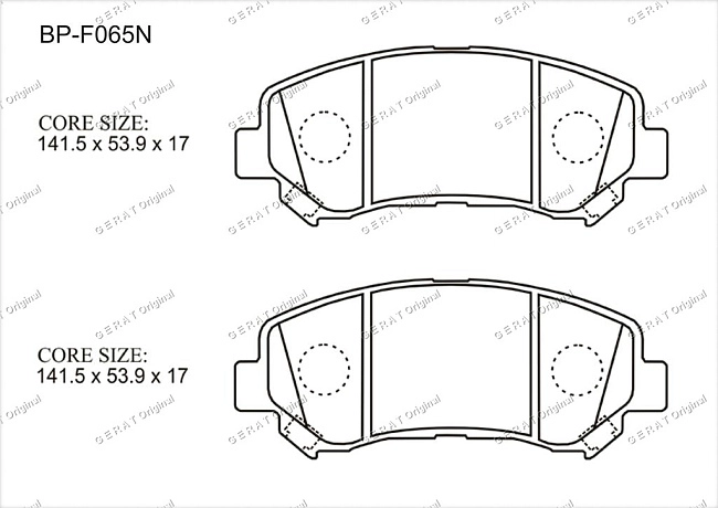 картинка Передние тормозные колодки Gerat BP-F065N (Nissan Dualis, Maxima, Qashqai, Rogue, Sentra, X-Trail, Renault Koleos/
Suzuki Kizashi) магазин  StreetTuning 