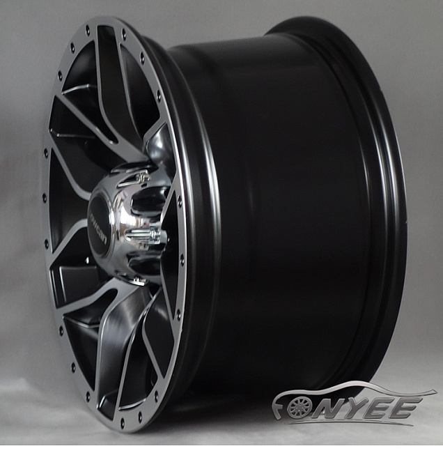 картинка Новые диски Powcan модель 5 R15 J8 ET-10 6x139,7 черный глянец + серебро магазин  StreetTuning 