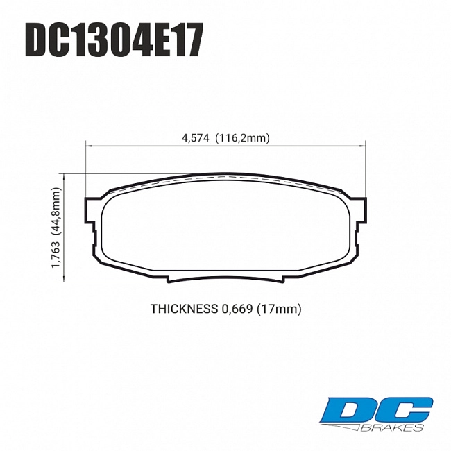 картинка Колодки тормозные DC1304E17 DC Brakes RT.2 задние LEXUS LX570, LX450D, TOYOTA LC200 Tundra магазин  StreetTuning 