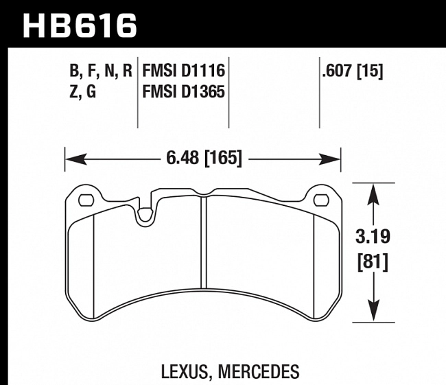 картинка Колодки тормозные HB616B.607 HAWK STREET 5.0 передние MERCEDES CLK (C209) 5.5 55 AMG; HPB тип 7 магазин  StreetTuning 
