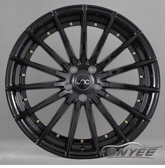картинка Новые диски JNC 042 R20 5X114,3 ET38 J10 черные глянцевые + золотистые болтики магазин  StreetTuning 