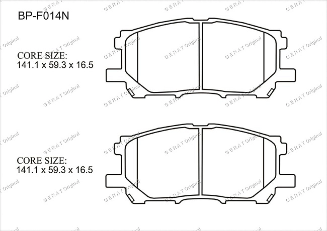 картинка Передние тормозные колодки Gerat BP-F014N (Lexus RX300, RX330, RX350, RX400H/
Toyota Harrier, Highlander) магазин  StreetTuning 