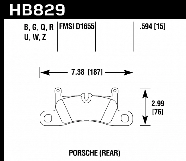 картинка Колодки тормозные HB829B.594 HAWK HPS 5.0 Porsche 911 Carrera задние магазин  StreetTuning 