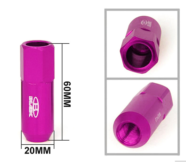 картинка Комплект гаек Blox style с наконечником , фиолетовые М12 х 1.5 магазин  StreetTuning 