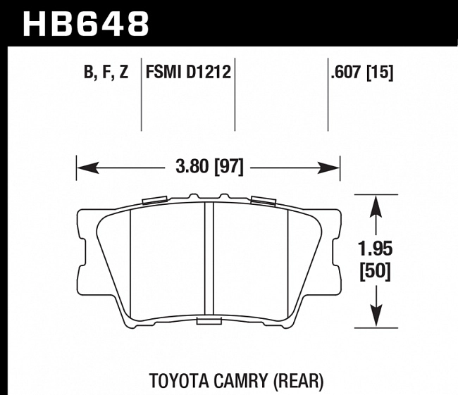 картинка Колодки тормозные HB648F.607 HAWK HPS задние TOYOTA CAMRY 2007->/RAV 4 2005-> магазин  StreetTuning 
