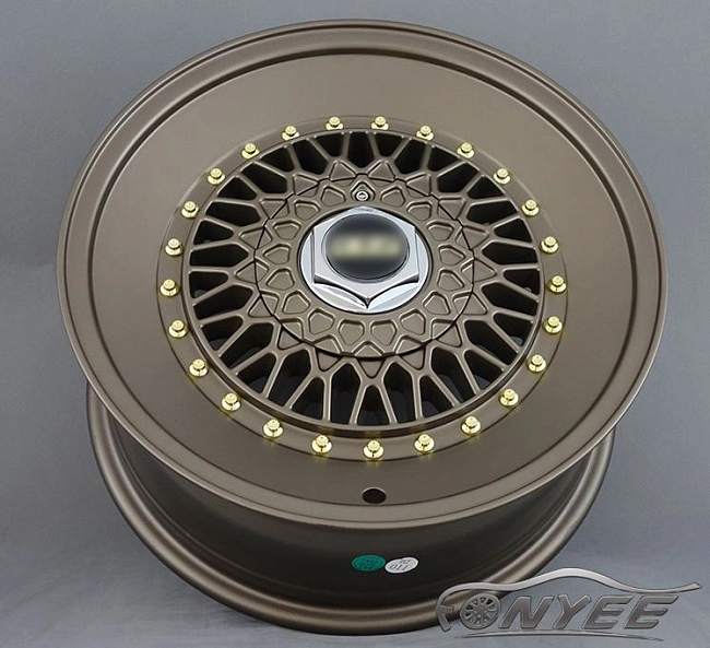 картинка Новые диски BBS RS R16 4X100/4X108 ET25 J8,5 темно золотой глянец + золотые болтики + полированная полка магазин  StreetTuning 