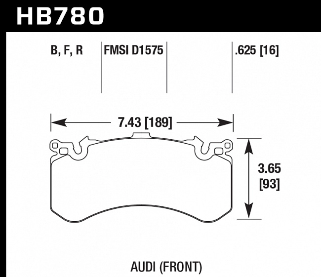 картинка Колодки тормозные HB780B.625 HAWK HPS 5.0; перед AUDI A6, S6, A7 4G; A8 S8 4H; PR 1LU, 1LX, 1LN магазин  StreetTuning 
