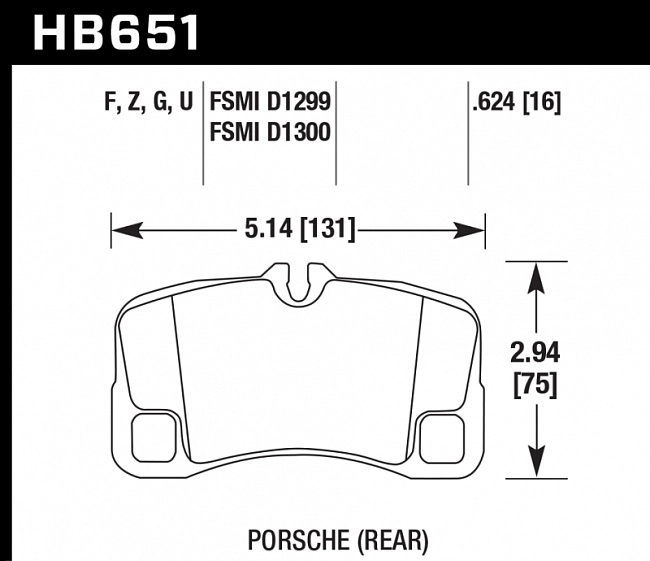 картинка Колодки тормозные HB651G.624 HAWK DTC-60  задние Porsche 911 (997) GT2, GT3, Turbo магазин  StreetTuning 