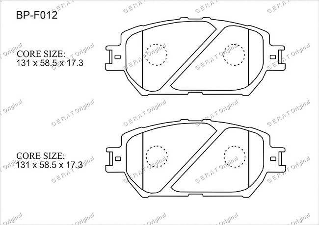 картинка Передние тормозные колодки Gerat BP-F012 (Lexus GS300, 
GS430,
IS250/
Toyota Camry, 
Crown, 
Mark X) магазин  StreetTuning 