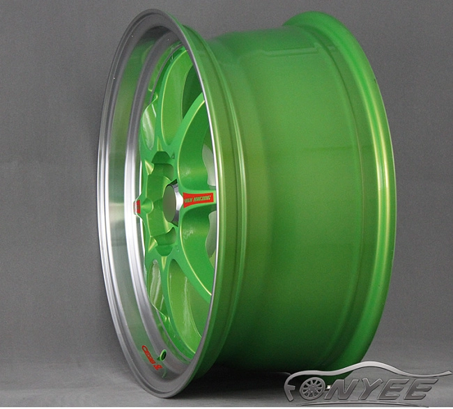 картинка Новые диски RAYS CE28SL R17 4X114,3/4X100 ET38 J7,5 зеленый + полированная полка магазин  StreetTuning 