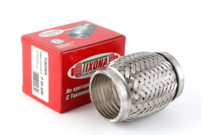 картинка Гофра глушителя Tixona (сталь 304 с внутренним металлорукавом) 55*100 магазин  StreetTuning 
