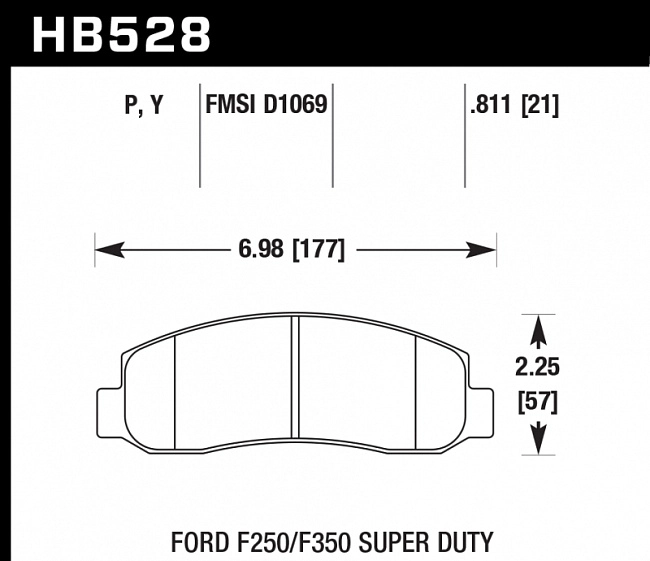 картинка Колодки тормозные HB528P.811 HAWK SuperDuty перед Ford F250, F350 магазин  StreetTuning 