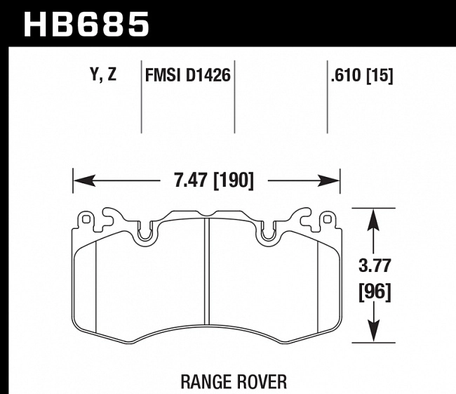 картинка Колодки тормозные HB685Y.610 HAWK LTS, AMG 6.3 / RANGE ROVER BREMBO магазин  StreetTuning 