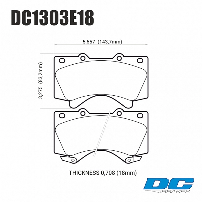 картинка Колодки тормозные DC1303E18 DC Brakes RT.2 передние LEXUS LX570, LX450D, TOYOTA LC200 Tundra магазин  StreetTuning 