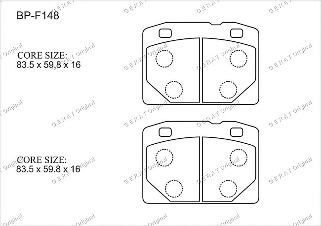 картинка Передние тормозные колодки Gerat BP-F148 (Ваз) магазин  StreetTuning 