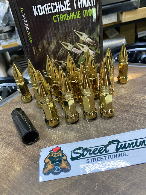 картинка Комплект гаек пики (пули) Starleks, 12х1.25 , цвет золотой титан, 20 шт. магазин  StreetTuning 
