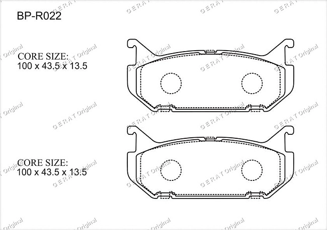 картинка Задние тормозные колодки Gerat BP-R022 (Mazda 626, Capella, Cronos, MX 6, Xedos 6) магазин  StreetTuning 
