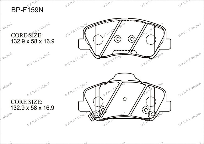 картинка Передние тормозные колодки Gerat BP-F159N (Hyundai Accent/ 
Kia Cerato, Rio) магазин  StreetTuning 