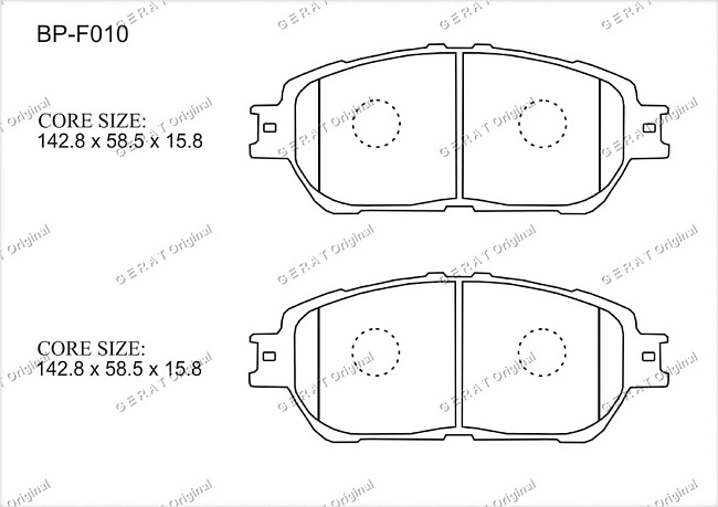 картинка Передние тормозные колодки Gerat BP-F010 (Lexus ES300, ES330/
Toyota Alphard,Avalon,
Caldina,Camry,Estima,
Sienna,Tacoma,Windom) магазин  StreetTuning 