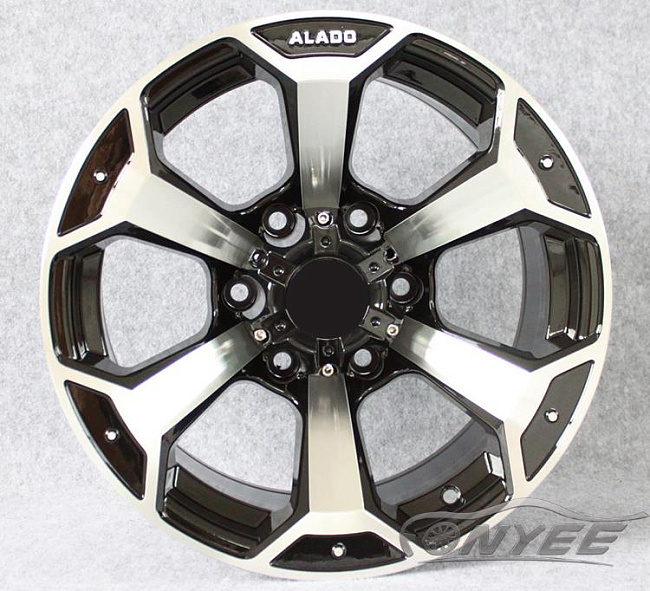 картинка Новые диски Alado модель 2 R16 6X114,3 ET20 J8 черный глянец + серебро магазин  StreetTuning 