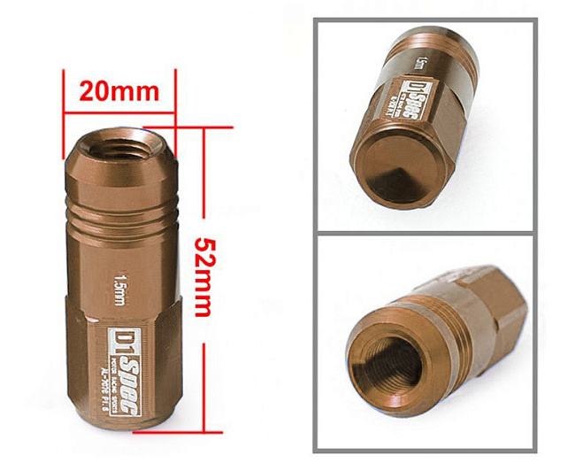 картинка Комплект гаек D1 Spec 52 мм закрытые, бронзовые М12 х 1.5 магазин  StreetTuning 