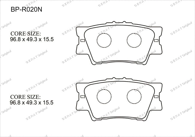 картинка Задние тормозные колодки Gerat BP-R020N (Lexus ES350/
Toyota Aurion, Avalon, Camry, Harrier, Matrix, RAV 4, Sai, Vanguard) магазин  StreetTuning 