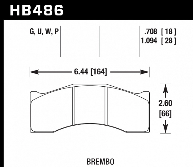 картинка Колодки тормозные HB486P.708 HAWK SuperDuty; Brembo, Rotora 6 поршн. 18 mm магазин  StreetTuning 