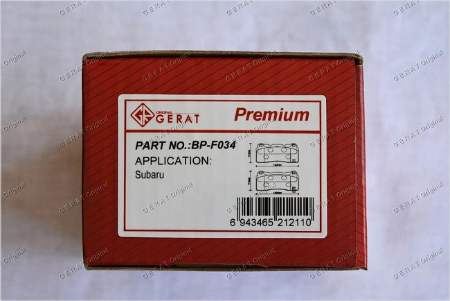 картинка Передние тормозные колодки Gerat BP-F034 (Volvo S60/
Mitsubishi Lancer/
Alfa Romeo 166/
Hyundai Genesis Coupe/
Subaru Impreza/ 
Cadillac CTS/
Chevrolet Camaro) магазин  StreetTuning 