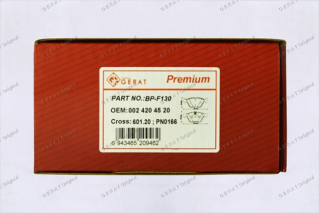 картинка Передние тормозные колодки Gerat BP-F130 (Mercedes-Benz CLC-Класс, CLK-Класс, E-Класс, S-Класс, SLK-Класс) магазин  StreetTuning 