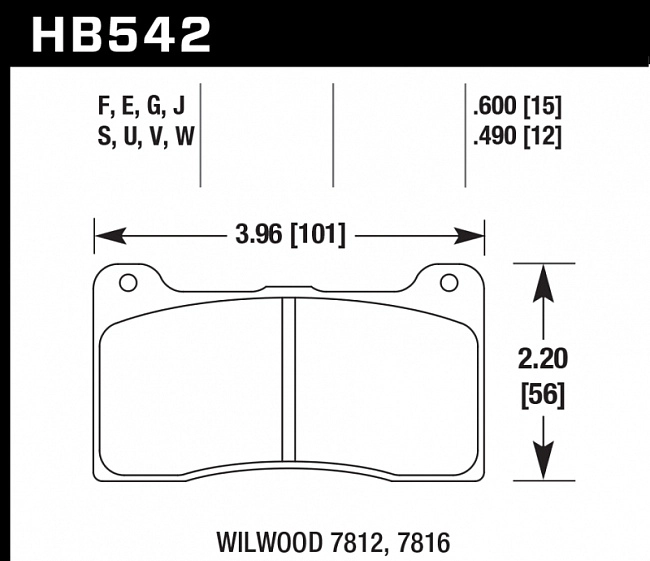 картинка Колодки тормозные HB542F.600 HAWK HPS Wilwood DynaPro; Stoptech ST-42; 15 mm магазин  StreetTuning 