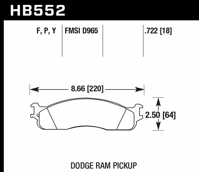 картинка Колодки тормозные HB552Y.722 HAWK LTS DODGE RAM магазин  StreetTuning 