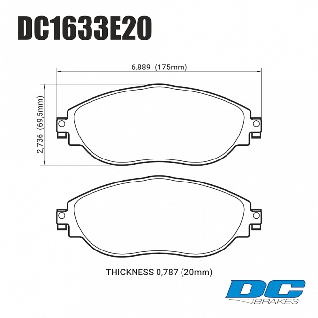 картинка Колодки тормозные DC1633E20 DC Brakes RT.2 перед VW GOLF VII; Passat 362; AUDI A3 8V1 магазин  StreetTuning 