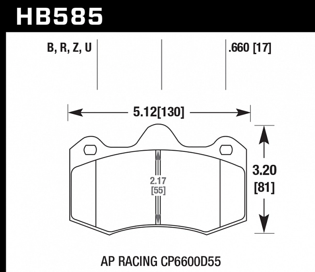картинка Колодки тормозные HB585B.660 HAWK HPS 5.0; 17mm магазин  StreetTuning 