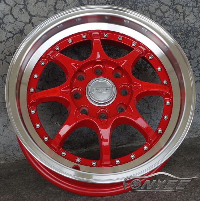 картинка Новые диски RAYS CE28SL R17 4X100/4X114,3 ET38 J7,5 красные + полированная полка магазин  StreetTuning 