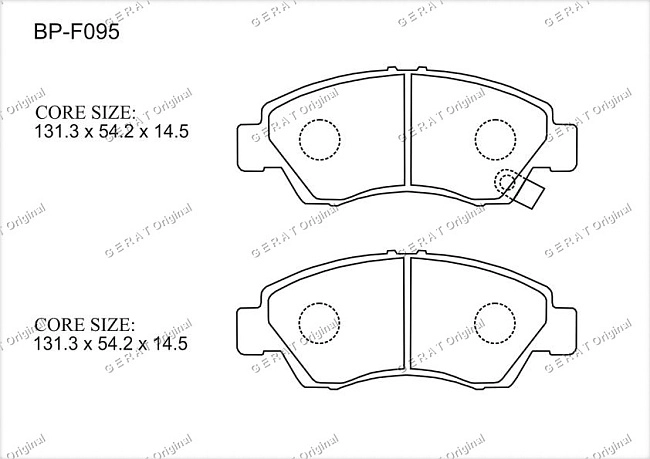 картинка Передние тормозные колодки Gerat BP-F095 (Honda Civic, Fit, Integra) магазин  StreetTuning 