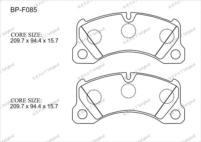 картинка Передние тормозные колодки Gerat BP-F085 (Porsche Cayenne, Panamera/ 
Volkswagen Touareg) магазин  StreetTuning 